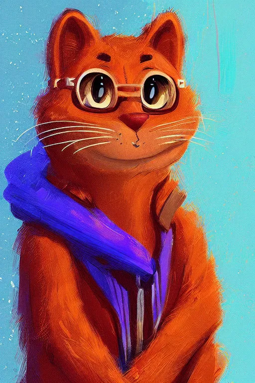 Image similar to portrait of garfield, by alena aenami, by ross tran, digital art painting