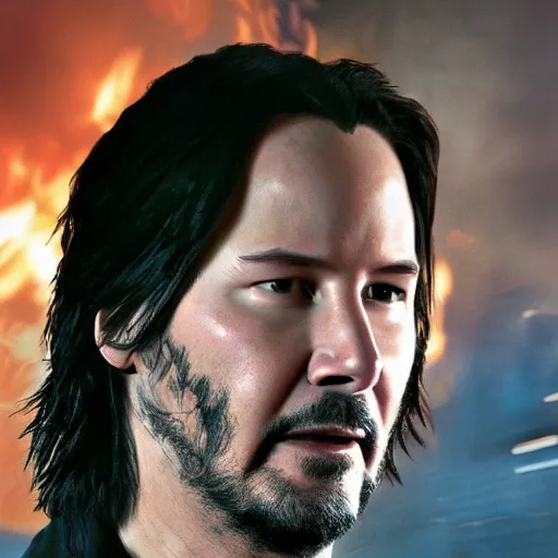 Prompt: Keanu reeves As Ghostrider hyper realistic 4K quality