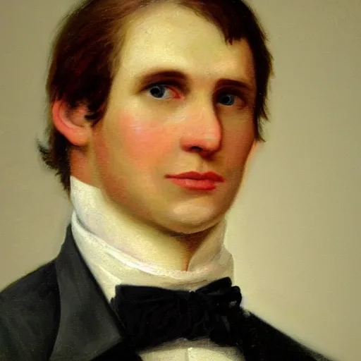 Image similar to An early 1800s oil painting of Jerma985 in the early 1800s, grainy, realistic, very realistic, hyperrealistic, highly detailed, very detailed, extremely detailed, very neat, very epic, very cool, detailed, trending on artstation