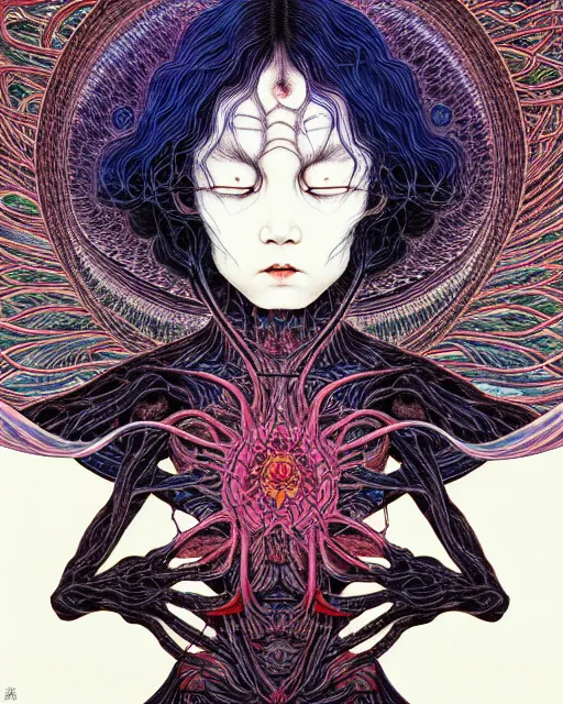 Image similar to human spirit breaking away from the body, conjuring psychedelic background, part by takato yamamoto, part by alex gray, ross tran, james jean, ultra realistic, highly detailed, 8 k, trending on artstation, cosmos, symmetry