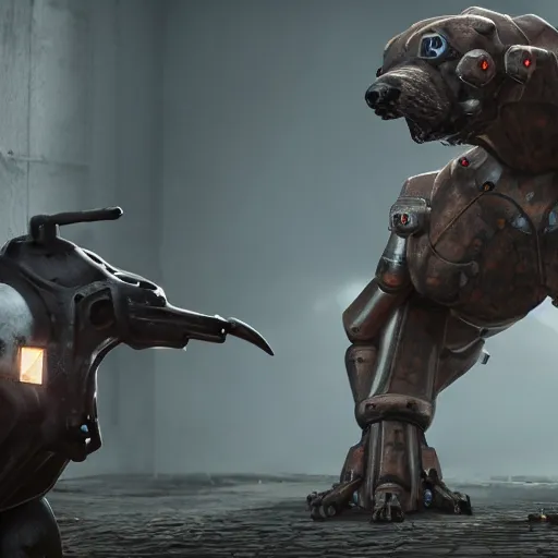 hybrid of a cyborg dog and a steel golem kaiju, ultra | Stable ...