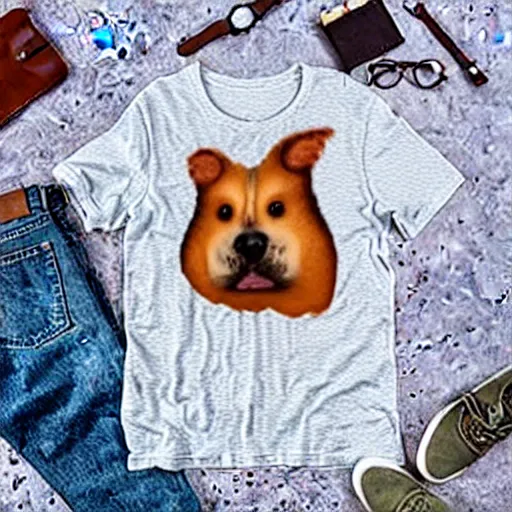 Prompt: bootleg tshirt of a cartoon dog smoking a blunt