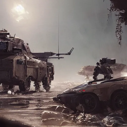 Image similar to arma 4, by cedric peyravernay, highly detailed, excellent composition, cinematic concept art, dramatic lighting, trending on artstation