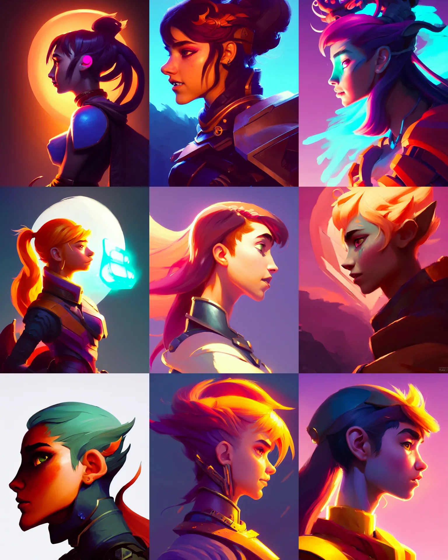 Prompt: side - profile painted game avatar, imogen poots as a paladin, bright backlit, key lighting, smooth, gaudy colors, octane render aesthetic, dota matte painting concept art, official fanart behance hd artstation by jesper ejsing, by rhads and lois van baarle and ilya kuvshinov and rossdraws