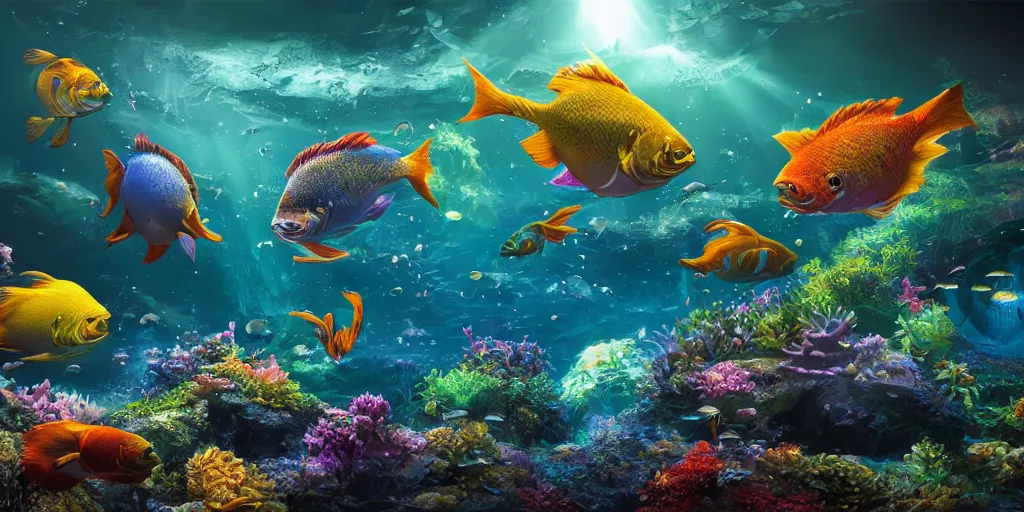 Image similar to fish rgb, unreal 5, hyperrealistic, realistic, photorealistic, dynamic lighting, highly detailed, cinematic landscape, studio landscape, studio lighting