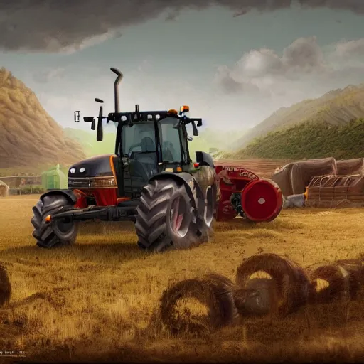 Prompt: agricultural machinery as a world leader, matte painting, trending on artstation