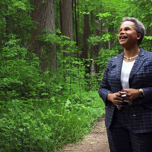 Image similar to chicago mayor lori lightfoot was spotted on woodland trail cam at midnight green night vision