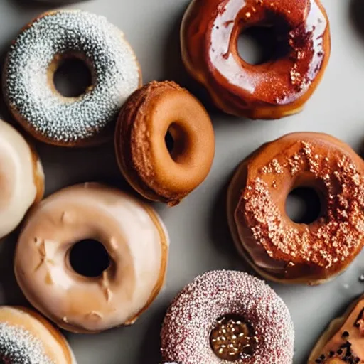 Image similar to up close macro shot of donuts that are topped with Shar-Pei dogs, award winning photo, studio lighting