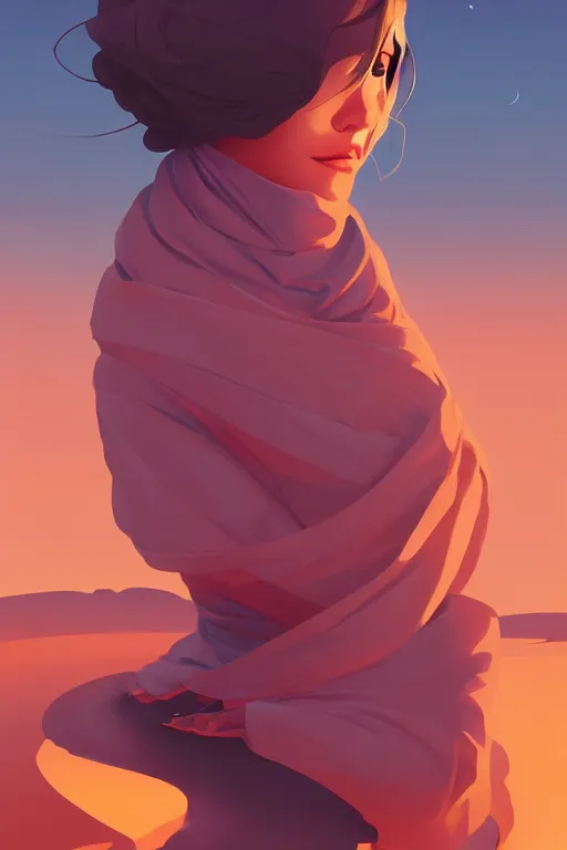 Image similar to single hermit in the desert, smooth face, centered median photoshop filter cutout vector behance hd by artgerm, jesper ejsing, by rhads, makoto shinkai and lois van baarle, ilya kuvshinov, rossdraws, illustration, art by ilya kuvshinov and gustav klimt