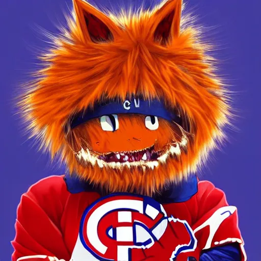 Prompt: scary anime Portrait of Youppi the Habs Montreal Canadiens Mascot as a very cute powerful and violent pokemon, highly detailed anime, high evolution, 1990s, legendary, smooth, sharp focus, dynamic lighting, intricate, trending on ArtStation, stuff of nightmare, illustration pokemon, art by WLOP