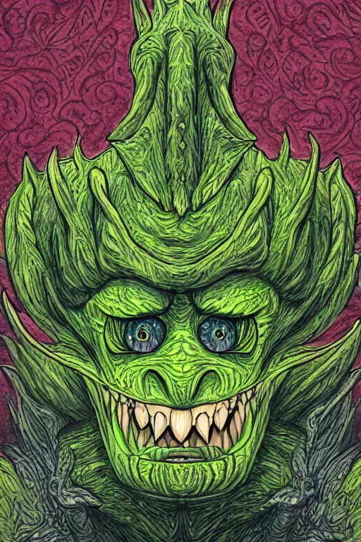 Image similar to broccoli goblin monster, symmetrical, highly detailed, digital art, sharp focus, trending on art station, anime art style