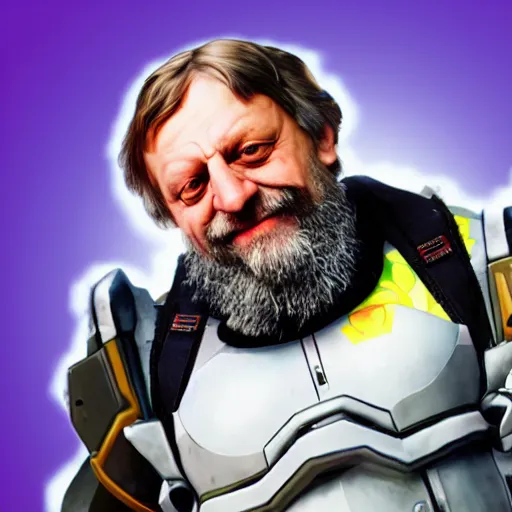 Image similar to slavoj zizek as a main overwatch character