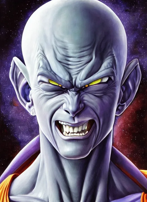 Prompt: a epic portrait of beerus from dragon ball z, art by boris vallejo and greg danton and denys tsiperko, detailed, hyperrealism, artstation