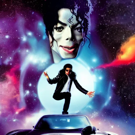 Image similar to michael jackson escaping from a galaxy portal, xscape album cover 2 0 7 7