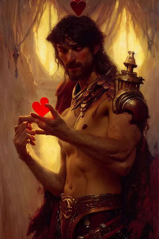 Image similar to the jack of hearts by gaston bussiere, bayard wu, greg rutkowski, giger, maxim verehin