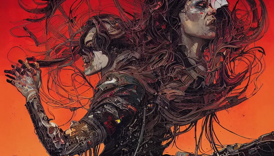 Image similar to the flame of madness from elden ring by sandra chevrier, wlop, moebius and kilian eng, atmospheric, fine details, vivid, neon, masterpiece