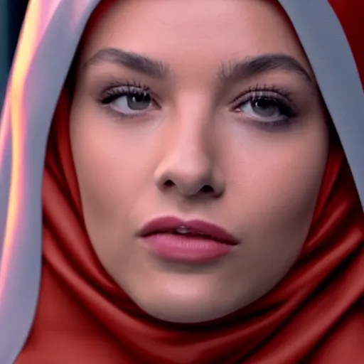 Prompt: A portrait of actress Ester Expósito from Elite is wearing a hijab , high quality, fully detailed, 4k