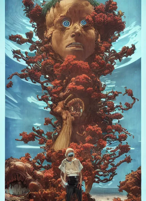 Prompt: a large computer with lots of power and a big aquarium, attack on titan by james jean, surreal, norman rockwell, trees, flowers by francis bacon, exotic vegetation, tristan eaton, victo ngai, triadic color scheme, edward hopper, a still from the film dune, indi sulta, beksinski, nicola samori, hyperrealism