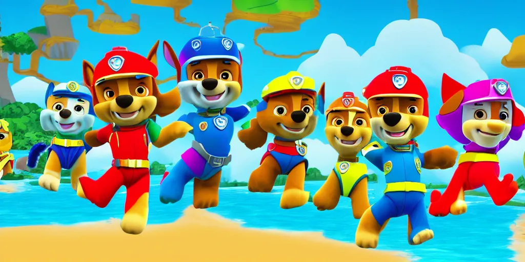 Prompt: HD Wallpaper of Adventure Bay from Paw Patrol