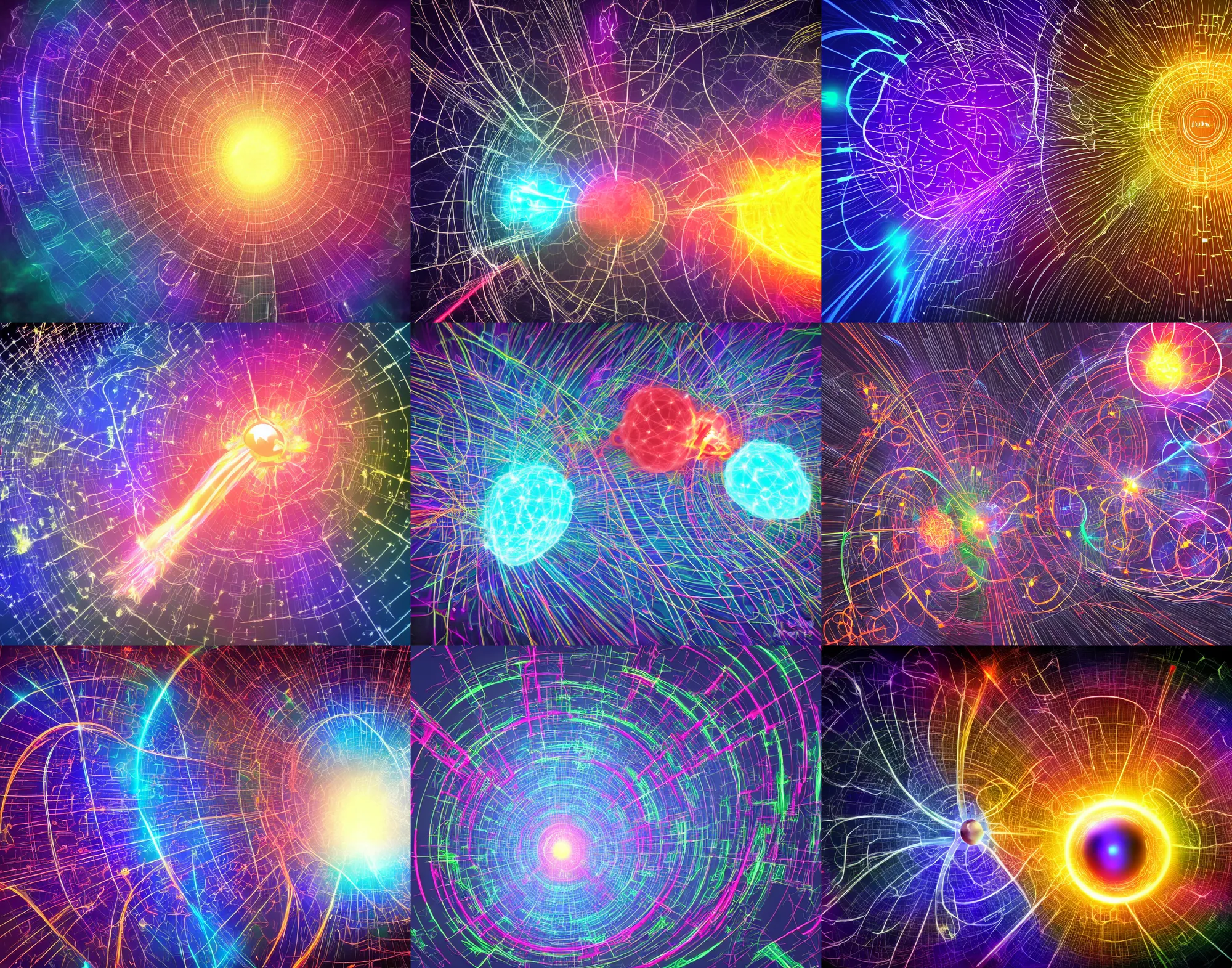 Prompt: subatomic electrons! in love, particle accelerator, 8 k trending digital art