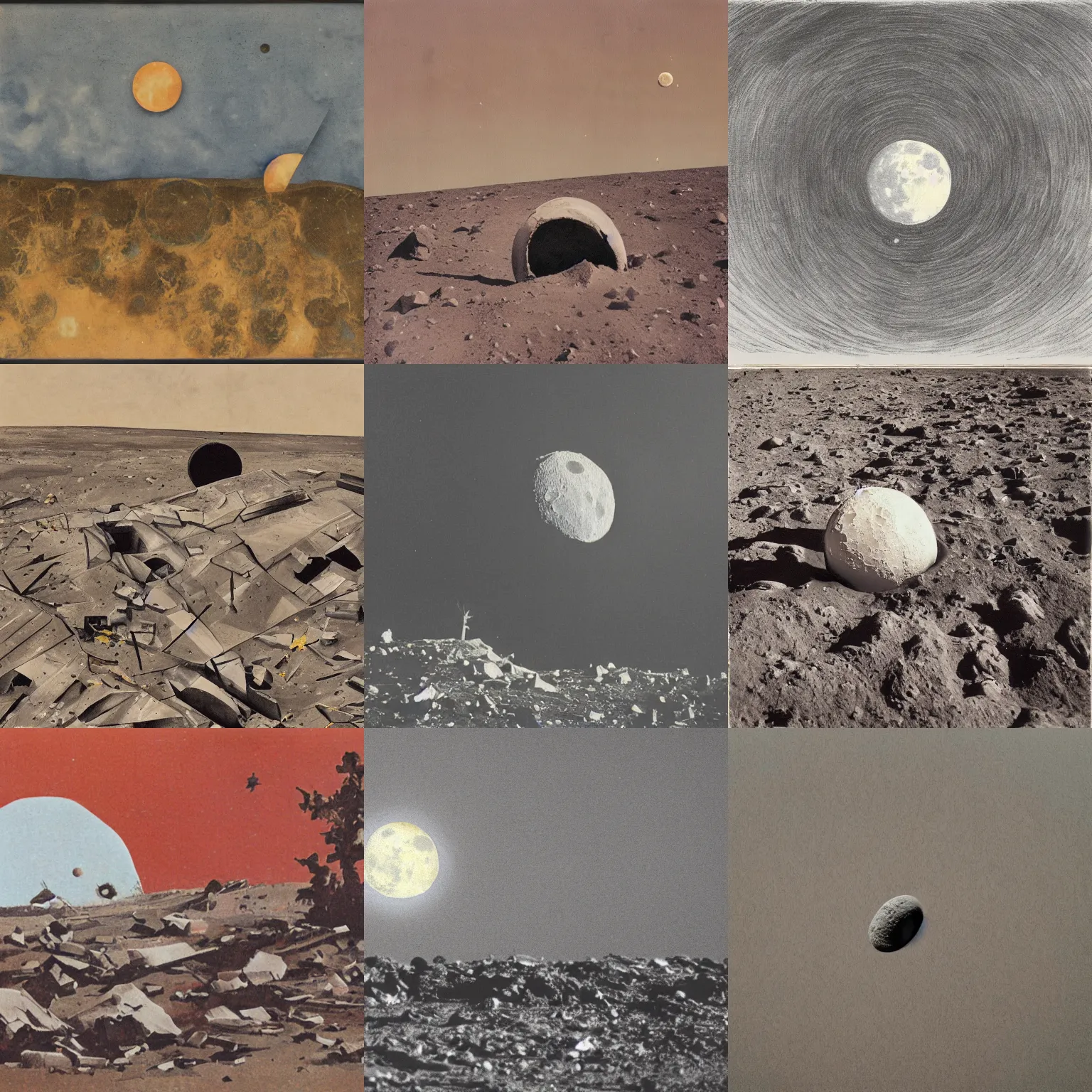 Prompt: the moon crashed into the earth, modernism