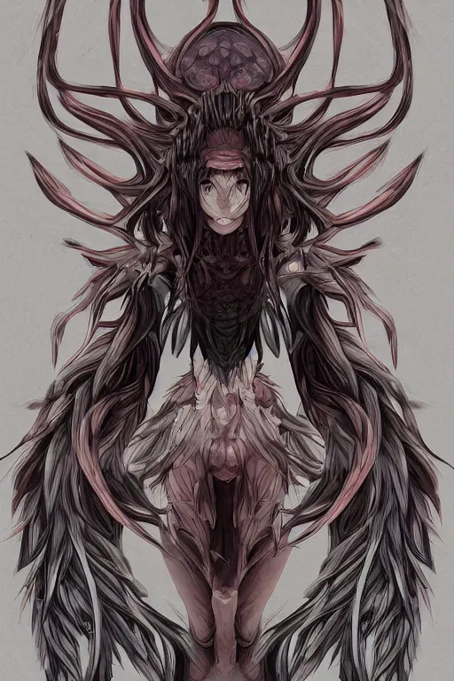 Prompt: a humanoid plant monster, symmetrical, digital art, sharp focus, trending on art station, anime