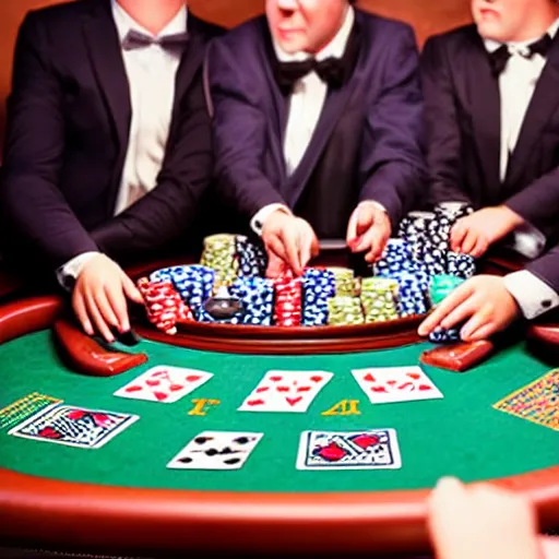 Prompt: fat mobster cats gambling at a poker table single light overhead photo