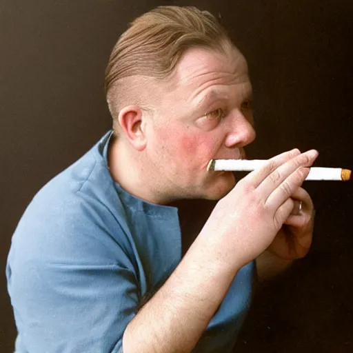 Image similar to hyper - realistic studio photograph of great thunberg smoking a cigarette