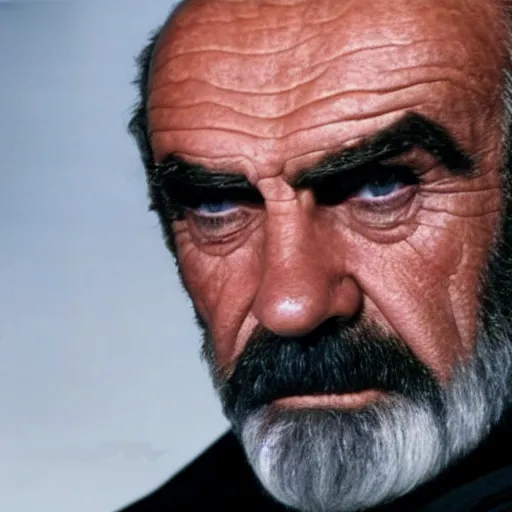 Prompt: Sean Connery as an old and badass jedi master, wearing gray and black robes, directed by Denis Villenueve 4K