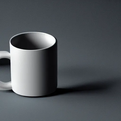 Image similar to a mug on an office desk, iso 300, pentax, photorealism, octane render