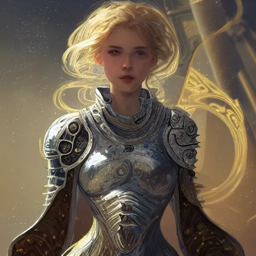 Prompt: portrait knights of Zodiac girl, silver and ice color reflected armor, in ruined Agora of Athens, ssci-fi, fantasy, intricate, very very beautiful, elegant, golden light, highly detailed, digital painting, artstation, concept art, smooth, sharp focus, illustration, art by tian zi and WLOP and alphonse mucha