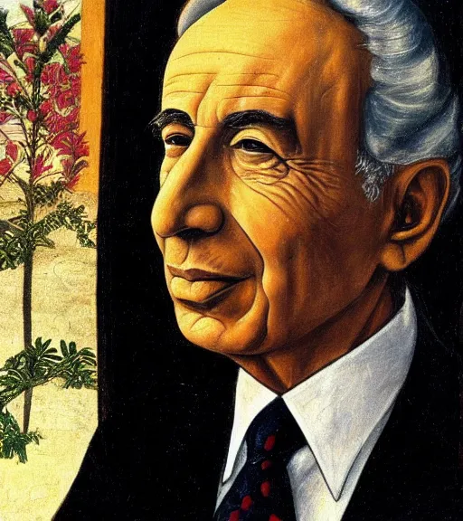 Image similar to a portrait of shimon peres, by botticelli