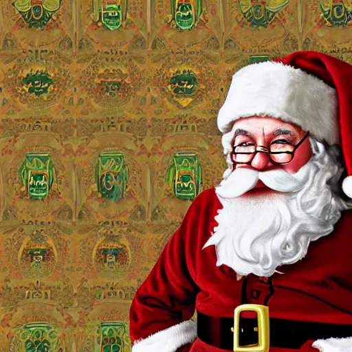 Prompt: a portrait of santa claus dressed as sigmun freud, 4 k, ultra detailed, by shepard fairey and beeple