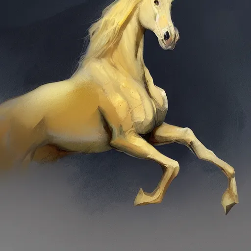 Image similar to a pale, yellowish horse. The one who rode him was called Death, and he was followed by the representative of the realm of death. , digital Art, Greg rutkowski Trending artstation