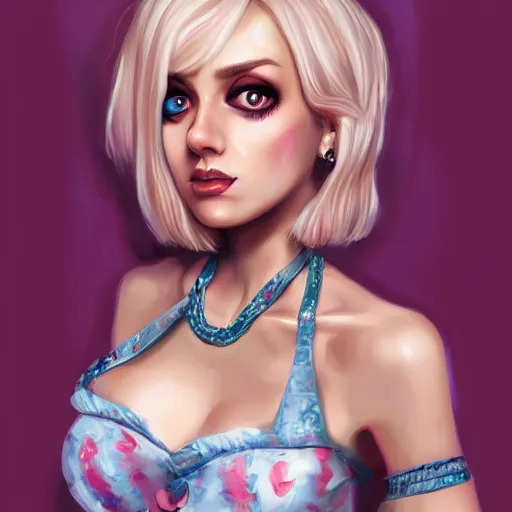 Image similar to Tiffany valentine, digital Painting, ultradetailed, artstation, oil Painting, ultradetailed, artstation