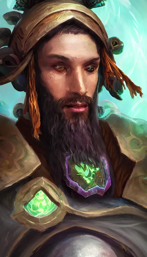 Image similar to portrait of a digital shaman, by league of legends concept artists