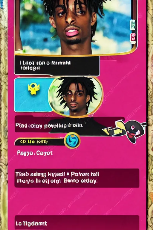 Image similar to playboi carti, pokemon card of playboi carti, highly detailed trading card screenshot