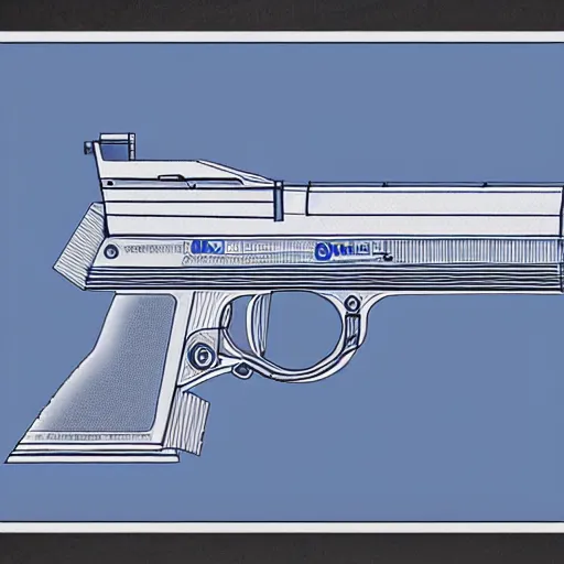 Image similar to blueprint of a laser space gun, technical draw, concept art, very detailed, 3 5 mm