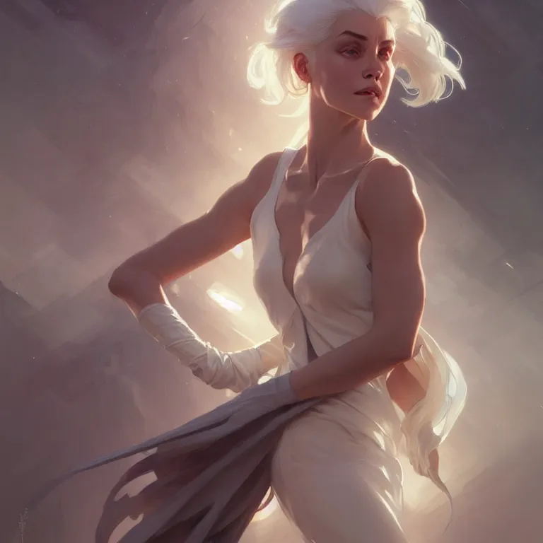 Image similar to gallent whitehaired girl portrait, sci-fi face, elegant, highly detailed, digital painting, artstation, concept art, smooth, sharp focus, illustration, art by artgerm and greg rutkowski and alphonse mucha