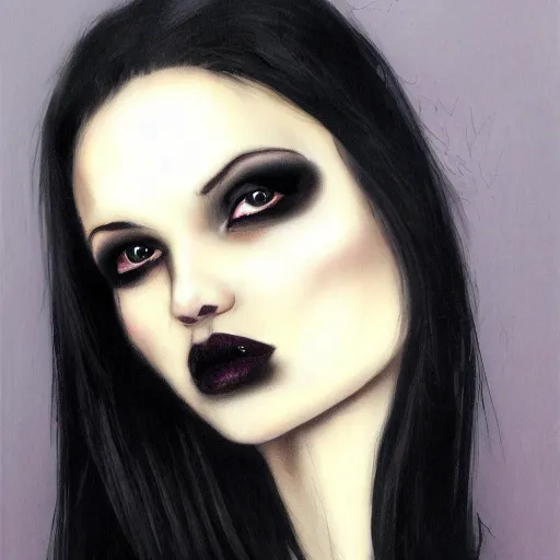 Prompt: realistic portrait of dark goth beauty