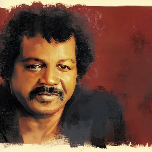 Prompt: brazilian 1 9 8 0's singer tim maia, portrait artwork by craig mullins