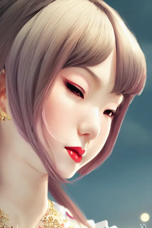 Image similar to a pin up and beautiful fashion charming dreamlke japan girl with lv jewelry, character art, art by wlop and and ilya kuvshinov, hyperdetailed, 8 k realistic, symmetrical, frostbite 3 engine, cryengine, dof, trending on artstation, digital art