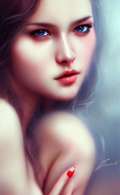 Image similar to a gorgeous russian female photo, bokeh, beautiful face, professionally retouched, soft lighting, realistic, smooth face, full body shot, torso, dress, perfect eyes, sharp focus on eyes, 8 k, high definition, insanely detailed, intricate, elegant, art by artgerm and kyoung hwan kim