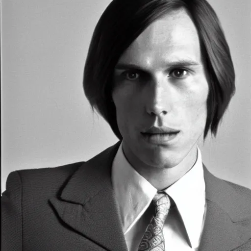 Image similar to A photograph portrait of Jerma985 with short-medium length hair a combover wearing early 1970s menswear in the early 1970s, taken in the early 1970s, grainy, taken on a 1970s Kodak Camera, realistic, hyperrealistic, very realistic, highly detailed, very detailed, extremely detailed, detailed, digital art, trending on artstation, colorized photo