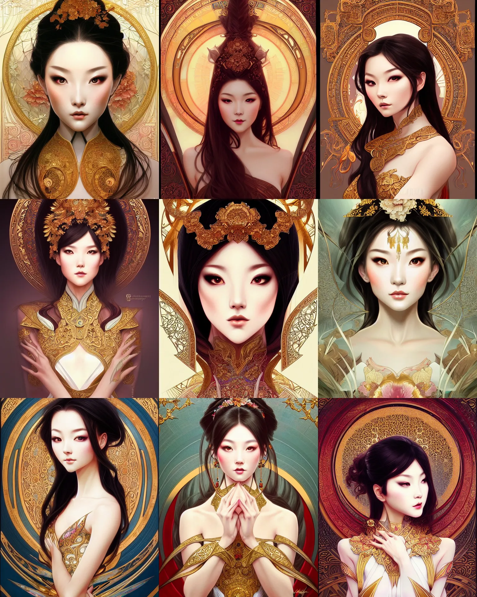 Prompt: concept and smooth from zero sharp focus artgerm highly illustration of with elegant 8 intricate portrait k alphonse by detailed dawn rutkowski chinese face a asian art artstation machine painting horizon opera and mucha digital machine symmetry!! decorated greg art art chinese motifs