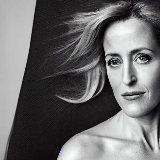 Prompt: photo of a gorgeous 40-year-old Gillian Anderson by Mario Testino, detailed, head shot, award winning, Sony a7R -