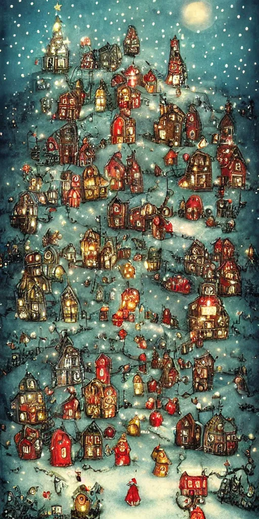 Image similar to a santa village christmas scene by alexander jansson