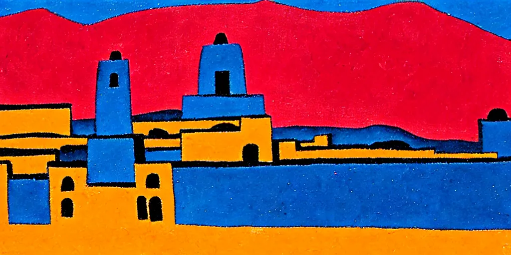 Image similar to Oaxaca city in the style of Rufino Tamayo