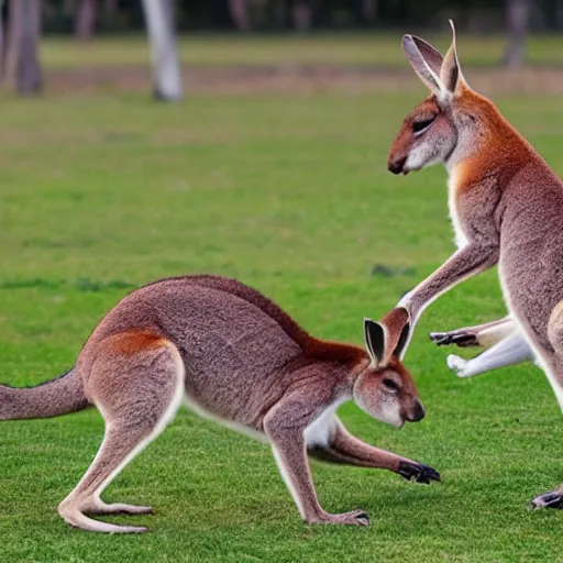 kangaroos playing soccer | Stable Diffusion