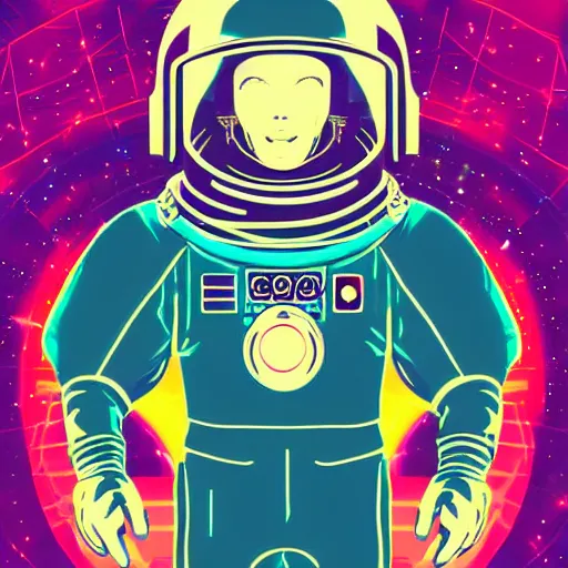 Image similar to vaporwave astronaut in space. art deco. digital art. 8k resolution.